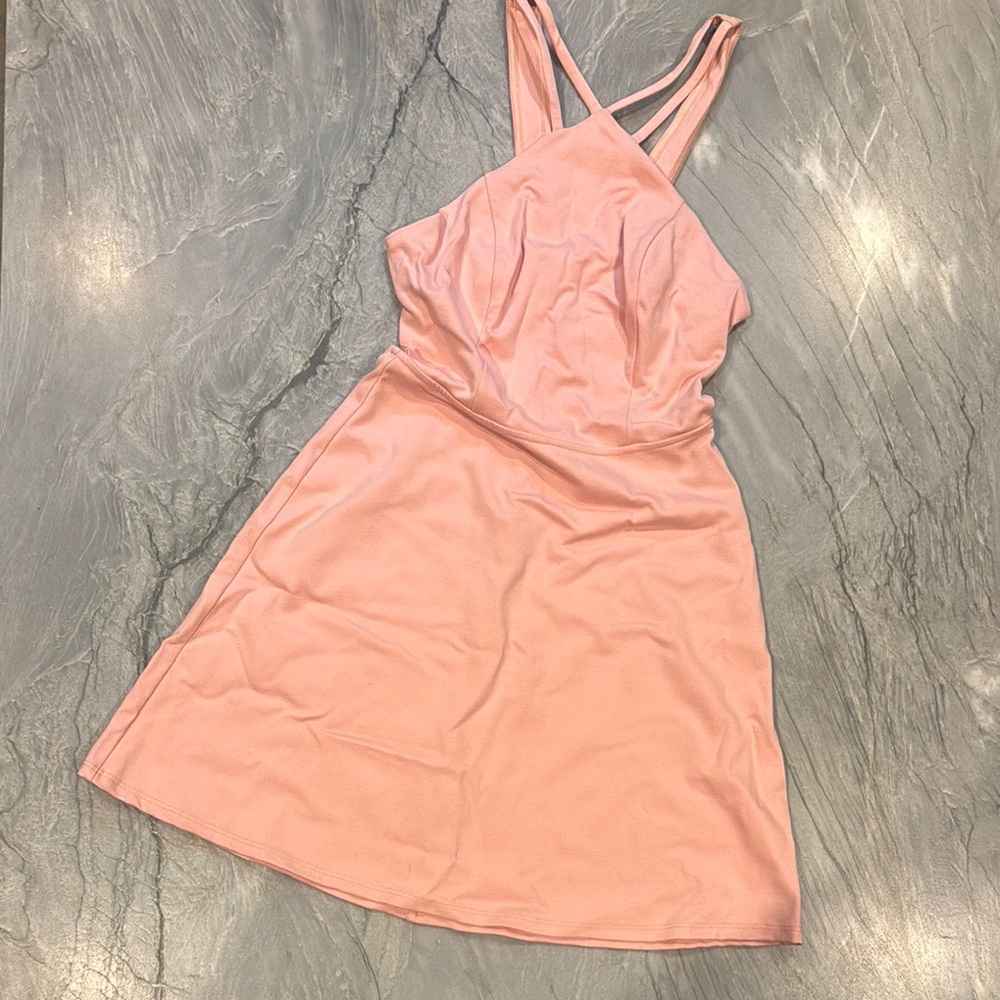 Solemio Pink Halter Mini Sundress Casual